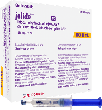 JELIDO® 2% lidocaine hydrochloride jelly, 10 × 11 mL carton